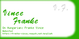 vince franke business card